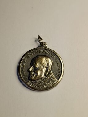 Italy Religious Saint Medal Pendant Silver Tone